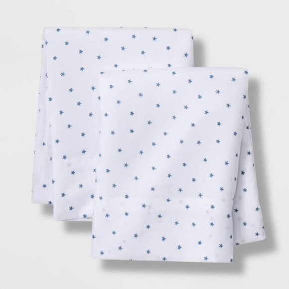 Set of 2 Micro Star Standard Pillowcases Blue Pillowfort - Picture 1 of 5